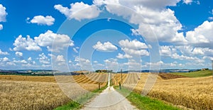 Scenic Tuscany landscape with rolling hills in Val d'Orcia, Italy