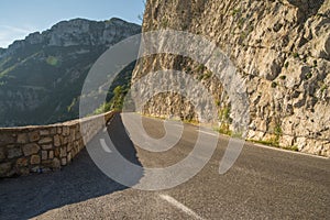 Scenic twisty road through Verdon canyon