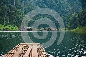 Scenic and unique landscape with floating houses at Chieou Laan