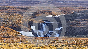 Scenic unnamed waterfalls in Iceland countryside photo