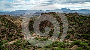 Scenic valley between mountains in the Arizona desert