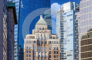 Scenic Vancouver business financial district panoramic skyline in the city downtown