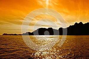 Scenic view at Alaska during sunset