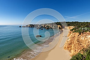 Scenic view of the Alemao Beach Praia do Alemao in Portimao, Algarve