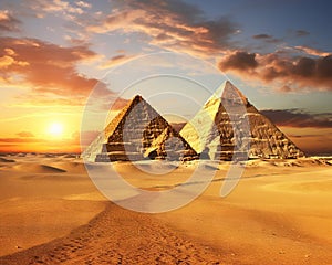 scenic view of Ancient pyramids in Giza.