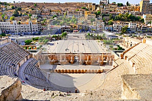 Scenic View of The Ancient Roman Theatre from The Upper Balconies in Amman, Jordan