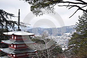 Scenic view of Arakurayama Sengen Park, Japan. photo