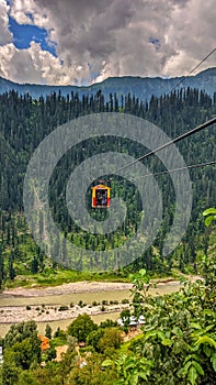 Scenic view of Arang Kel Cable Car in Neelum Valley, Kashmir Pakistan