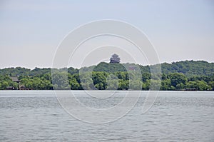 Scenic view area from the famous West Lake in Hangzhou