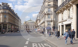 Scenic view of the Avenue de l Opera in Paris with the Comedie