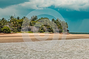 Scenic view of beach against resort in Manda Island, Lamu, UNESCO World Heritage Site in Kenya