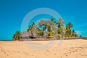 Scenic view of beach against resort in Manda Island, Lamu, UNESCO World Heritage Site in Kenya