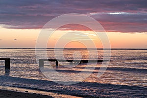 Scenic view of a beach during sunset in Shanklin, Isle of Wight, England, United Kingdom