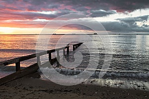 Scenic view of a beach during sunset in Shanklin, Isle of Wight, England, United Kingdom