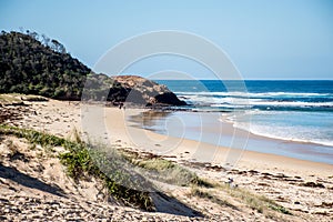 Scenic view of beauriful sandy Bendalong Beach on sunny day