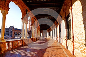 Scenic view of Beautiful architecture Plaza de Espana Spainish Square in Maria Luisa Park, Seville,