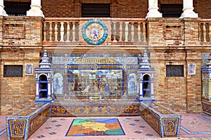 Scenic view of Beautiful architecture Plaza de Espana Spainish Square in Maria Luisa Park, Seville,