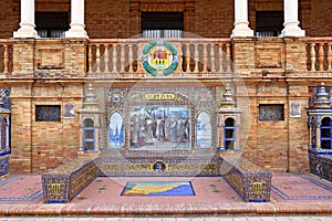 Scenic view of Beautiful architecture Plaza de Espana Spainish Square in Maria Luisa Park, Seville,