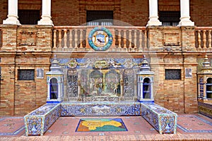 Scenic view of Beautiful architecture Plaza de Espana Spainish Square in Maria Luisa Park, Seville,