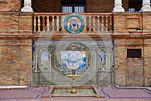 Scenic view of Beautiful architecture Plaza de Espana Spainish Square in Maria Luisa Park, Seville,