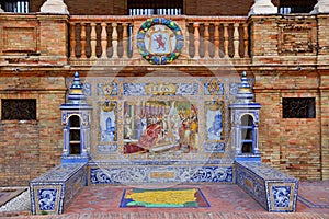 Scenic view of Beautiful architecture Plaza de Espana Spainish Square in Maria Luisa Park, Seville,