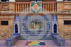 Scenic view of Beautiful architecture Plaza de Espana Spainish Square in Maria Luisa Park, Seville,