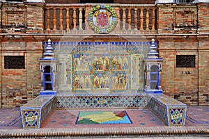 Scenic view of Beautiful architecture Plaza de Espana Spainish Square in Maria Luisa Park, Seville,