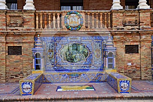 Scenic view of Beautiful architecture Plaza de Espana Spainish Square in Maria Luisa Park, Seville,