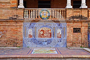 Scenic view of Beautiful architecture Plaza de Espana Spainish Square in Maria Luisa Park, Seville,