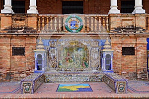 Scenic view of Beautiful architecture Plaza de Espana Spainish Square in Maria Luisa Park, Seville,