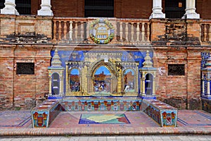 Scenic view of Beautiful architecture Plaza de Espana Spainish Square in Maria Luisa Park, Seville,