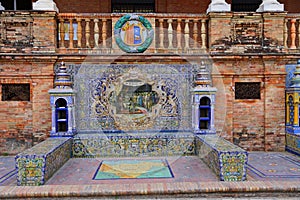 Scenic view of Beautiful architecture Plaza de Espana Spainish Square in Maria Luisa Park, Seville,