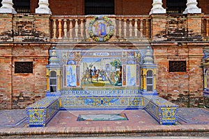 Scenic view of Beautiful architecture Plaza de Espana Spainish Square in Maria Luisa Park, Seville,