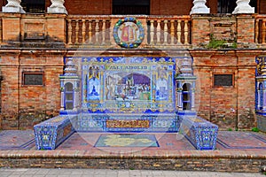 Scenic view of Beautiful architecture Plaza de Espana Spainish Square in Maria Luisa Park, Seville,