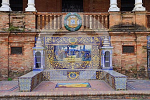 Scenic view of Beautiful architecture Plaza de Espana Spainish Square in Maria Luisa Park, Seville,