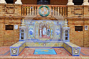 Scenic view of Beautiful architecture Plaza de Espana Spainish Square in Maria Luisa Park, Seville,