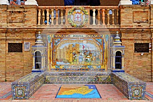 Scenic view of Beautiful architecture Plaza de Espana Spainish Square in Maria Luisa Park, Seville,