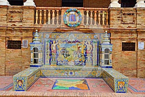 Scenic view of Beautiful architecture Plaza de Espana Spainish Square in Maria Luisa Park, Seville,