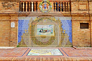 Scenic view of Beautiful architecture Plaza de Espana Spainish Square in Maria Luisa Park, Seville,