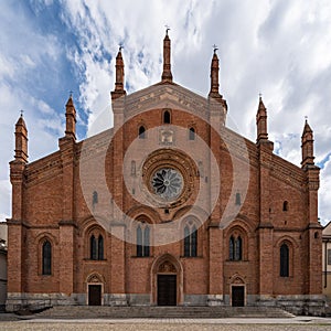 Scenic view of the beautiful exterior of the Santa Maria del Carmine church located in Pavia, Italy
