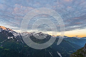 Scenic view of beautiful landscape of Swiss Alps in a Val De Bagnes area.