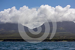 Scenic view of a beautiful mountainous landscape in Paps of Jura in cloudy sky background