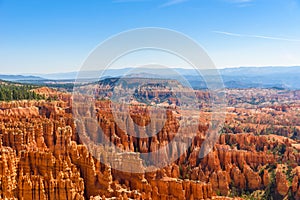 Scenic view of beautiful red rock hoodoos and the Amphitheater from Sunset Point, Bryce Canyon National Park, Utah, United States