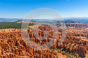 Scenic view of beautiful red rock hoodoos and the Amphitheater from Sunset Point, Bryce Canyon National Park, Utah, United States