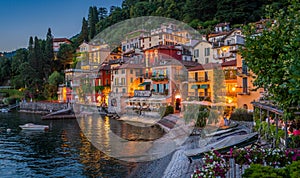 Scenic view in the beautiful Varenna in the evening, on Lake Como, Lombardy, Italy.