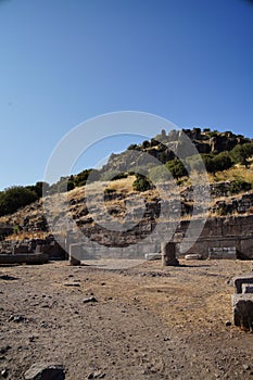 Scenic view of Behram Castle and the ancient city in Assos, Canakkale