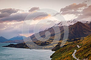 Scenic view from Bennetts bluff viewpoint, near Glenorchy, New Zealand