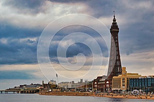 Scenic View of Blackpool Tower and Beach