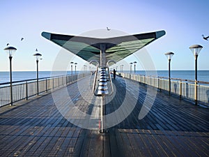 Scenic view of Boscombe Pier against the sea in Bournemouth, UK