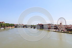 Scenic view of both sides of the river in Toulouse, France